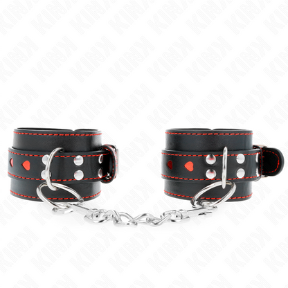 Kink - poignet noir avec incrustation cœur rouge réglable 21-28 cm x 5,5 cm