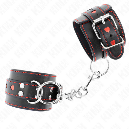 Kink - poignet noir avec incrustation cœur rouge réglable 21-28 cm x 5,5 cm