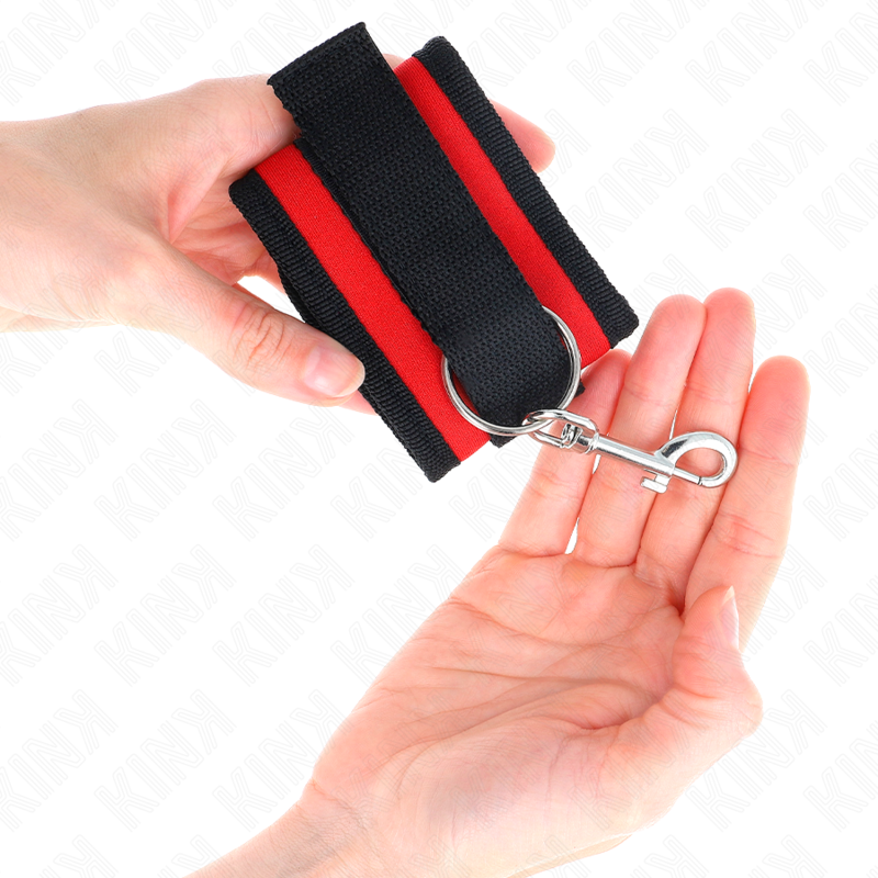 Kink - tenuta da polso in nylon hook&loop rosso-nero modello 2 regolabile 18-35 cm x 6 cm