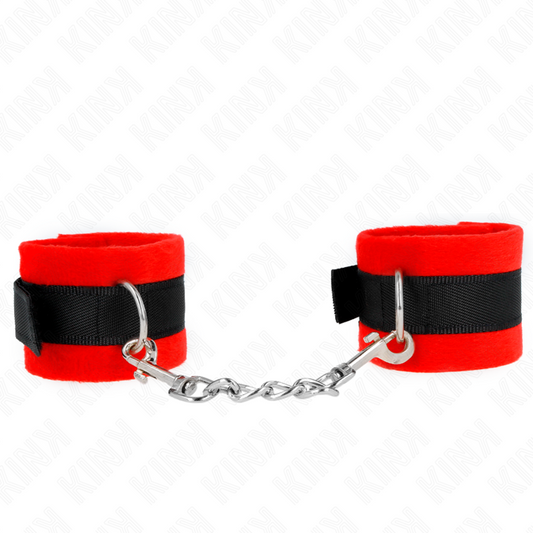 Kink - polsini in pelliccia per principianti nero-rosso 30 x 7 cm