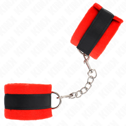 Kink - polsini in pelliccia per principianti nero-rosso 30 x 7 cm
