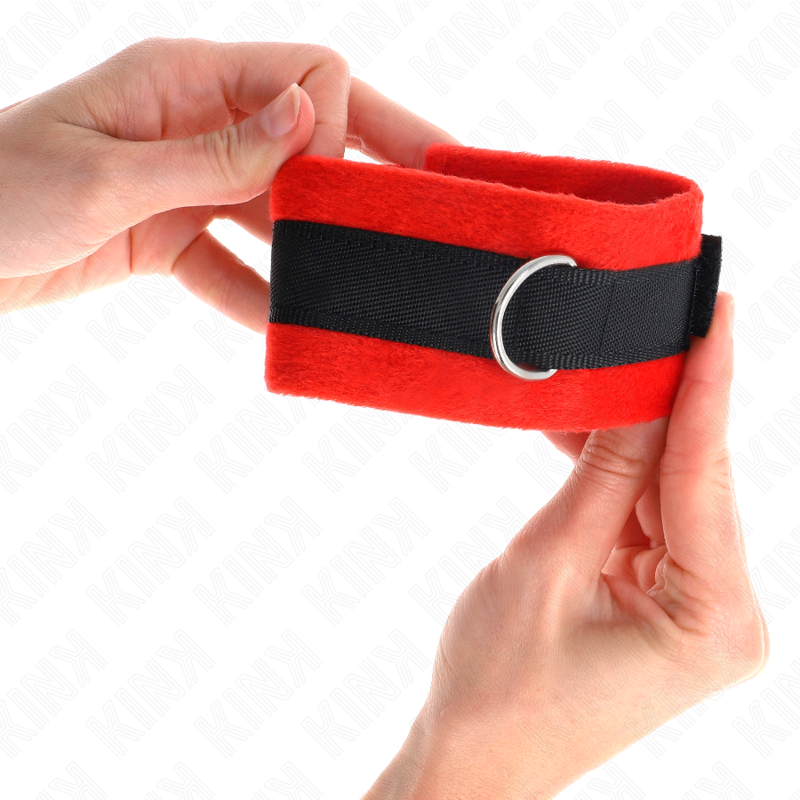Kink - polsini in pelliccia per principianti nero-rosso 30 x 7 cm