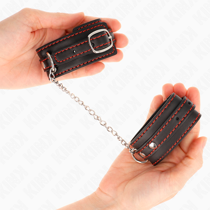 Kink - potenziale da polso piccola nera con fodera rossa regolabile 14-24 cm x 3,5 cm