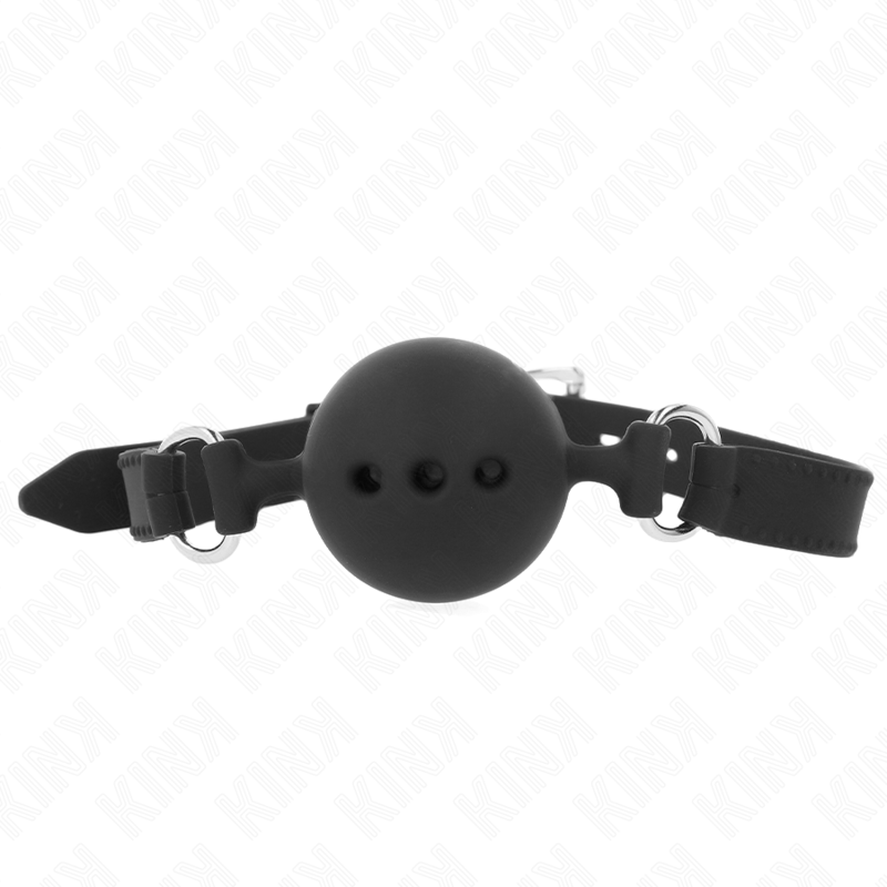 Kink - bâillon en silicone intégral 55 x 2 cm avec boule de 4,5 cm taille M noir réglable 35-51 cm