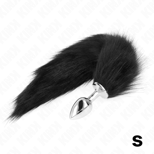 Kink - plug anale taglia s 7 x 3 cm con coda sintetica 40 cm nero