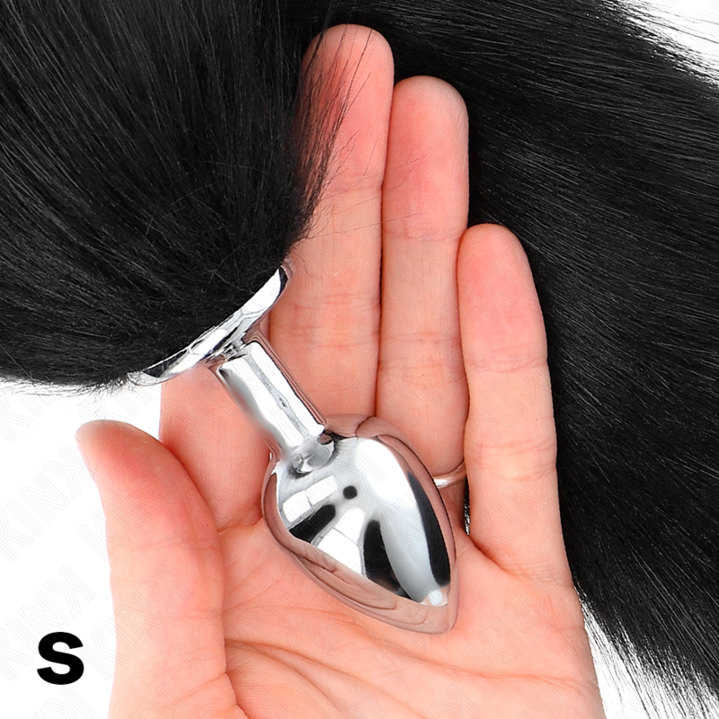 Kink - plug anale taglia s 7 x 3 cm con coda sintetica 40 cm nero