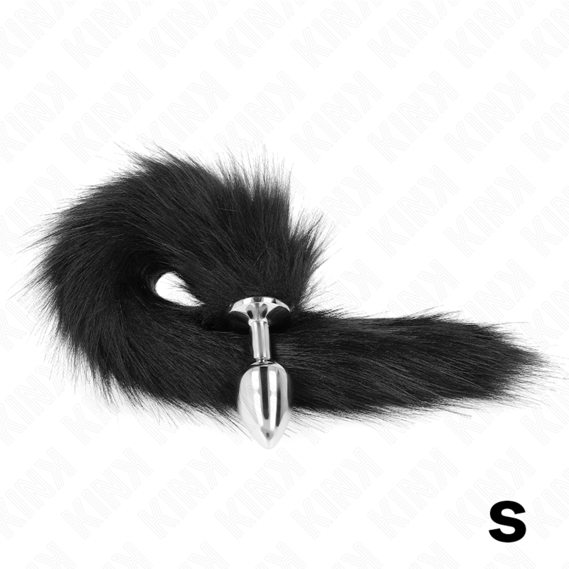 Kink - plug anale taglia s 7 x 3 cm con coda sintetica 40 cm nero