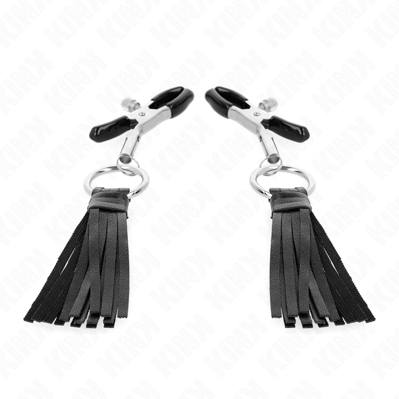 Kink - morsetti per capezzoli in similpelle con nappine 6 cm