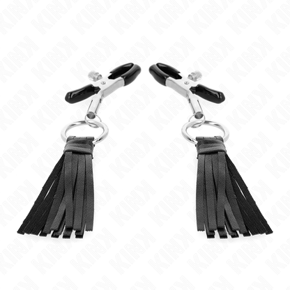 Kink - morsetti per capezzoli in similpelle con nappine 6 cm