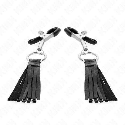 Kink - morsetti per capezzoli in similpelle con nappine 6 cm
