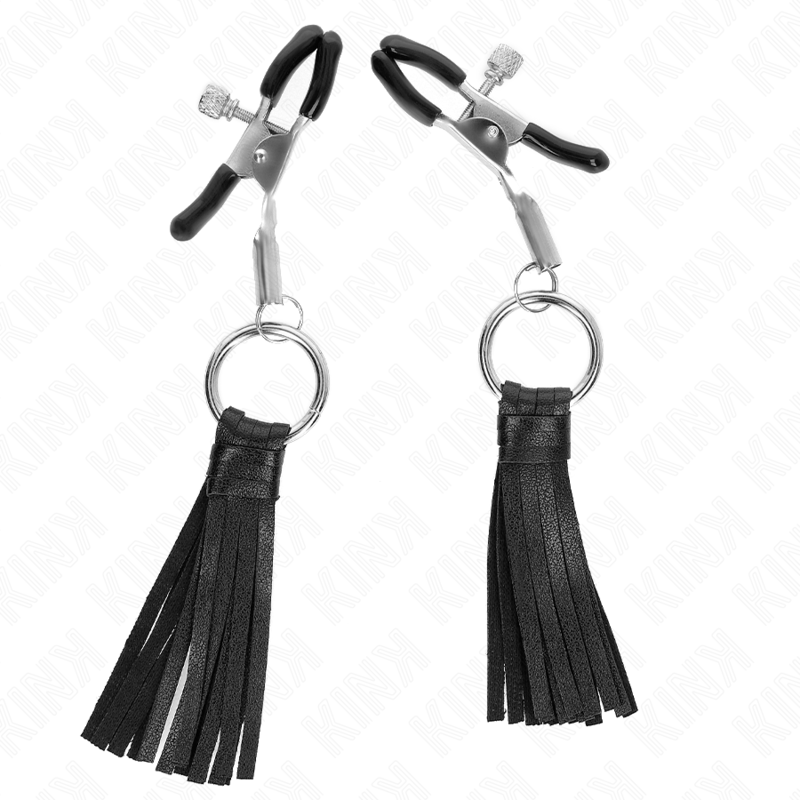 Kink - morsetti per capezzoli in similpelle con nappine 6 cm