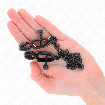 Kink - morsetti per capezzoli a catena piatta nera 30 cm