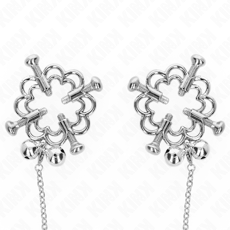 Kink - pinze per capezzoli a fiore in metallo con catena