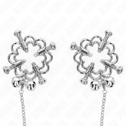 Kink - pinze per capezzoli a fiore in metallo con catena