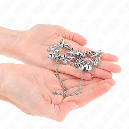 Kink - pinze per capezzoli a fiore in metallo con catena