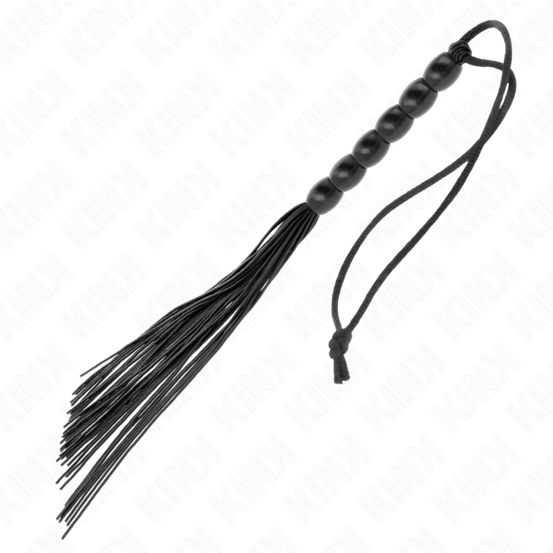 Kink - mini frusta in silicone con 6 perline nere 26 cm