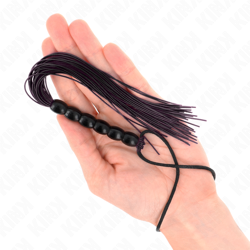 Kink - mini frusta in silicone con 6 perline nere 26 cm
