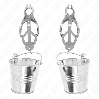 Kink - pinze per capezzoli trifoglio giapponese con secchielli argento