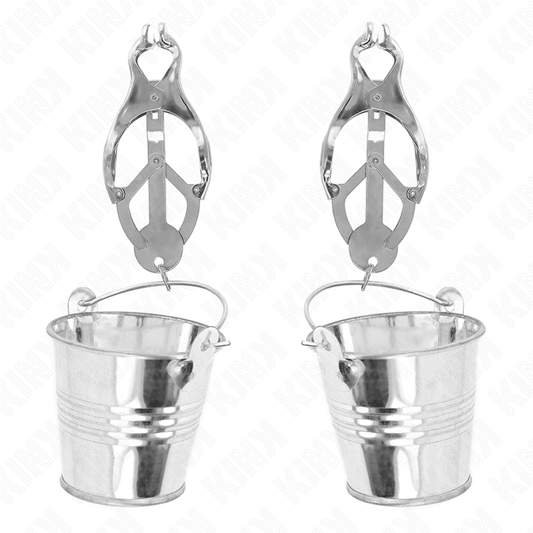 Kink - pinze per capezzoli trifoglio giapponese con secchielli argento