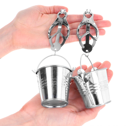 Kink - pinze per capezzoli trifoglio giapponese con secchielli argento