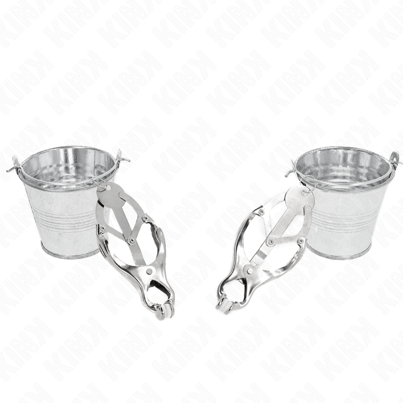 Kink - pinze per capezzoli trifoglio giapponese con secchielli argento