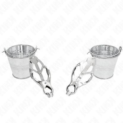 Kink - pinze per capezzoli trifoglio giapponese con secchielli argento