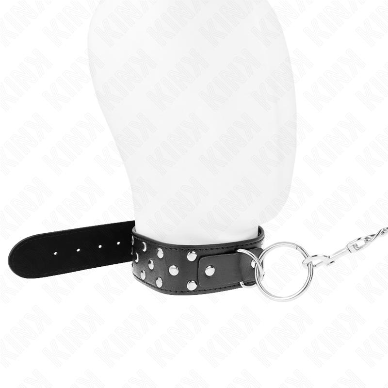 Kink - collana con cinturino ad anello rivetto con cintura 65 cm nero regolabile 36-50 cm x 3,8 cm