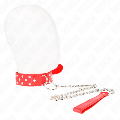 Kink - collana con cinturino ad anello rivetto con cintura 65 cm rosso regolabile 36-50 cm x 3,8 cm