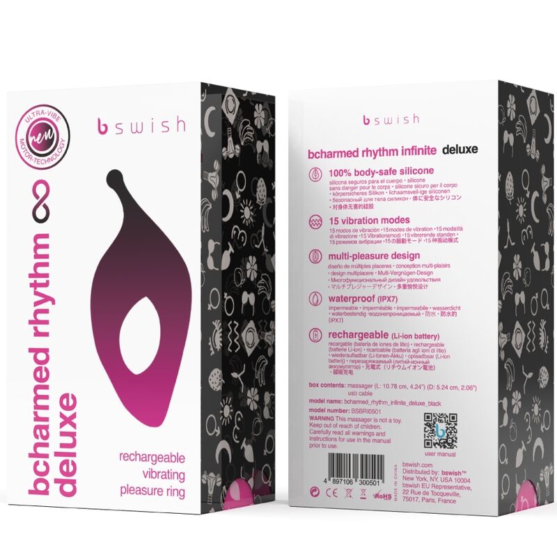 Anello per il pene B Swish Bcharmed Rhjthm Deluxe Nero