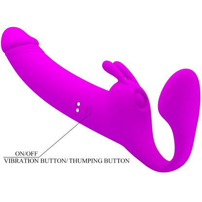 Pretty Love - gode ceinture sans bretelles zanini 10 vibrations violet
