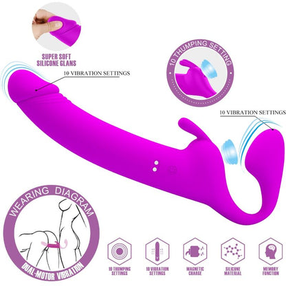 Pretty Love - gode ceinture sans bretelles zanini 10 vibrations violet