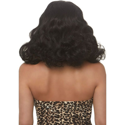 Leg avenue - parrucca retro riccia con frangia nera luminiscente