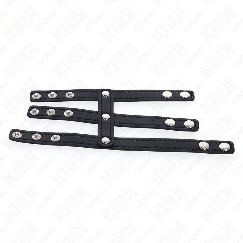 Kink - anello per pene in pelle tripla con chiusura a pressione