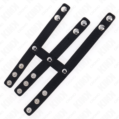 Kink - anello per pene in pelle tripla con chiusura a pressione