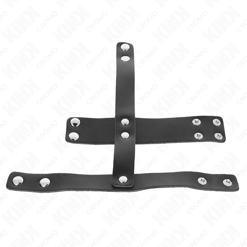 Kink - Anneau de serrage pour cage à pénis en cuir avec séparateur de testicules réglable