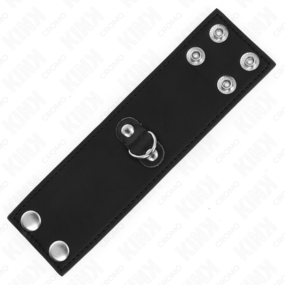 Kink - anello per pene in pelle con chiusura a pressione 18 x 5 cm