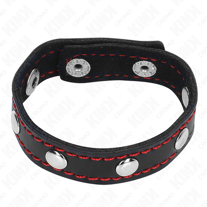 Kink - anello per pene in pelle con punte 21,5 x 1,6 cm