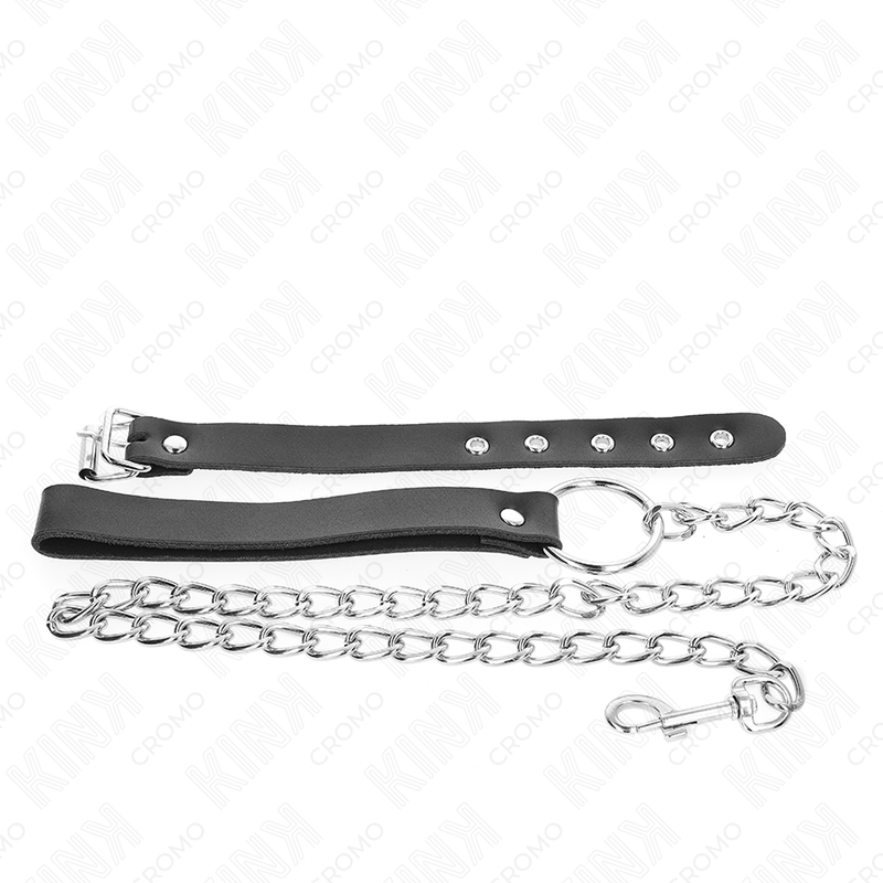 Kink - anello per pene in pelle con cinghia 21,5 x 2 cm e catena in metallo 60 cm