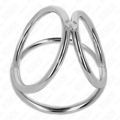 Kink - anello per pene in metallo cromato triplo da 3,2 cm a 4,5 cm