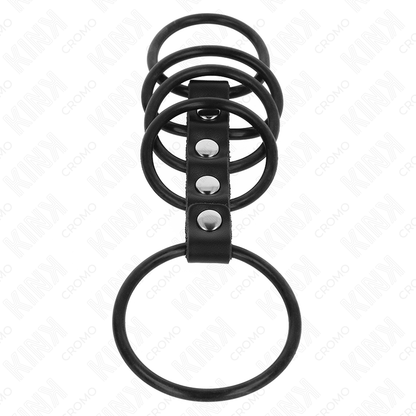 Kink - 5 anelli per pene in silicone da 3,8 cm a 4,8 cm collegati da pelle