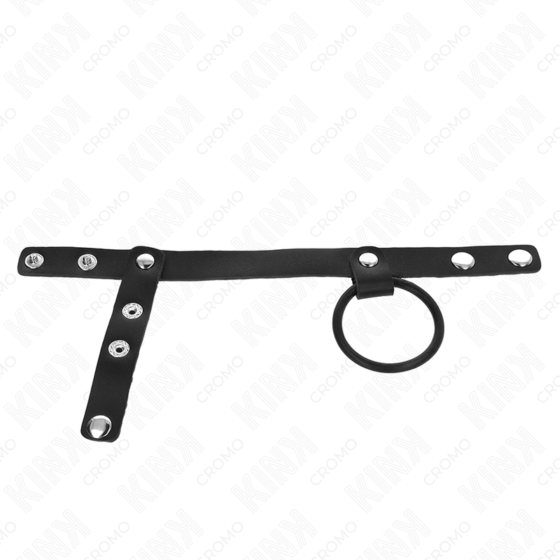 Kink - Anneau pénien en silicone de 3,8 cm avec séparateur de balles et sangle en cuir de 22 x 1,5 cm
