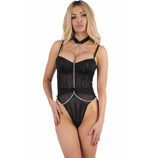 Livco corsetti fashion - melisenda cf 1709 accappatoio + camicia + perizoma nero s