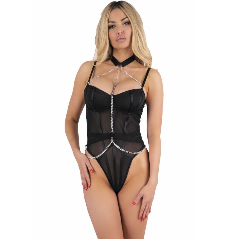 Livco corsetti fashion - melisenda cf 1709 accappatoio + camicia + perizoma nero s