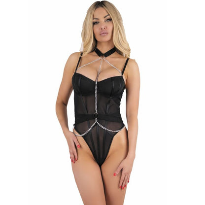 Livco corsetti fashion - melisenda cf 1709 accappatoio + camicia + perizoma nero s