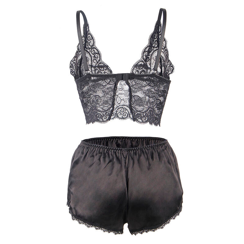 Subblime - 953928 nuisette en soie et dentelle + slip noir l/xl