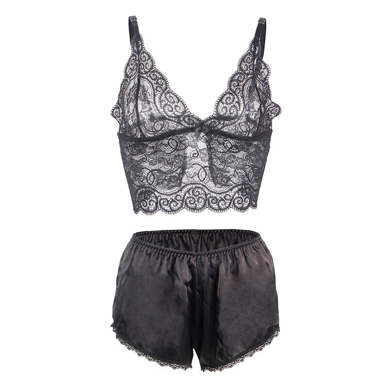 Subblime - 953928 nuisette en soie et dentelle + slip noir l/xl