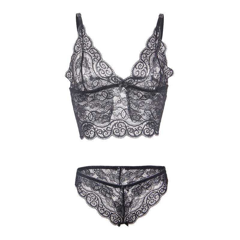 Subblime - 953928 nuisette en soie et dentelle + slip noir l/xl