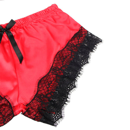 Subblime - 953959 nuisette décontractée en soie + pantalon en dentelle noir/rouge s/m