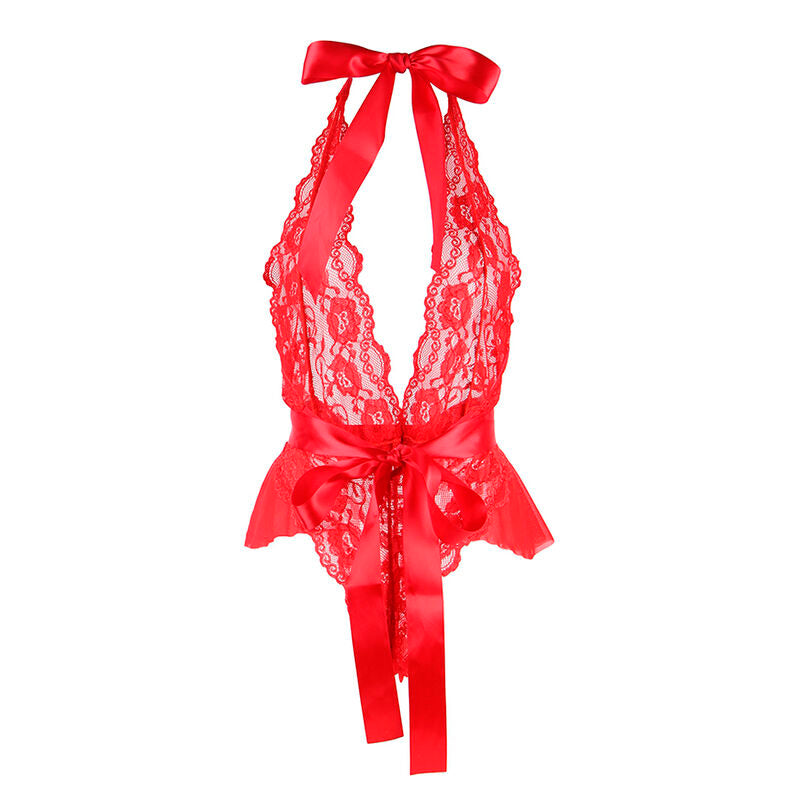 Subblime - 953980 body sexy à volants + ceinture rouge l/xl