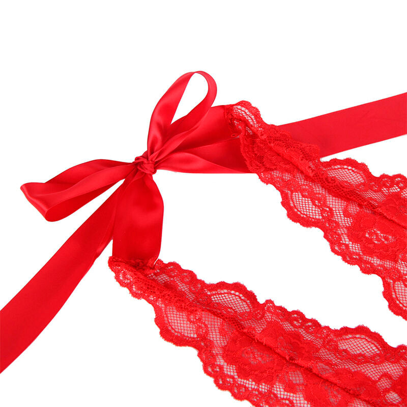Subblime - 953980 body sexy à volants + ceinture rouge l/xl